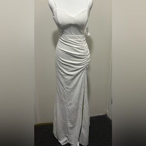 Windsor Elegant White Ruched Dress size small